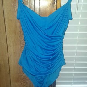 Blue ruffle super stretch swimsuit